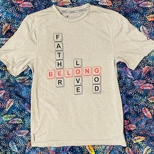 Champion Performance Vapor Belong 1 John 1:3 Scrabble Tile Shirt Size Small